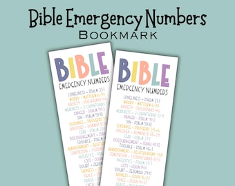Bible Emergency Number, Bible bookmark, bible verse bookmark, christian printable bookmarks,