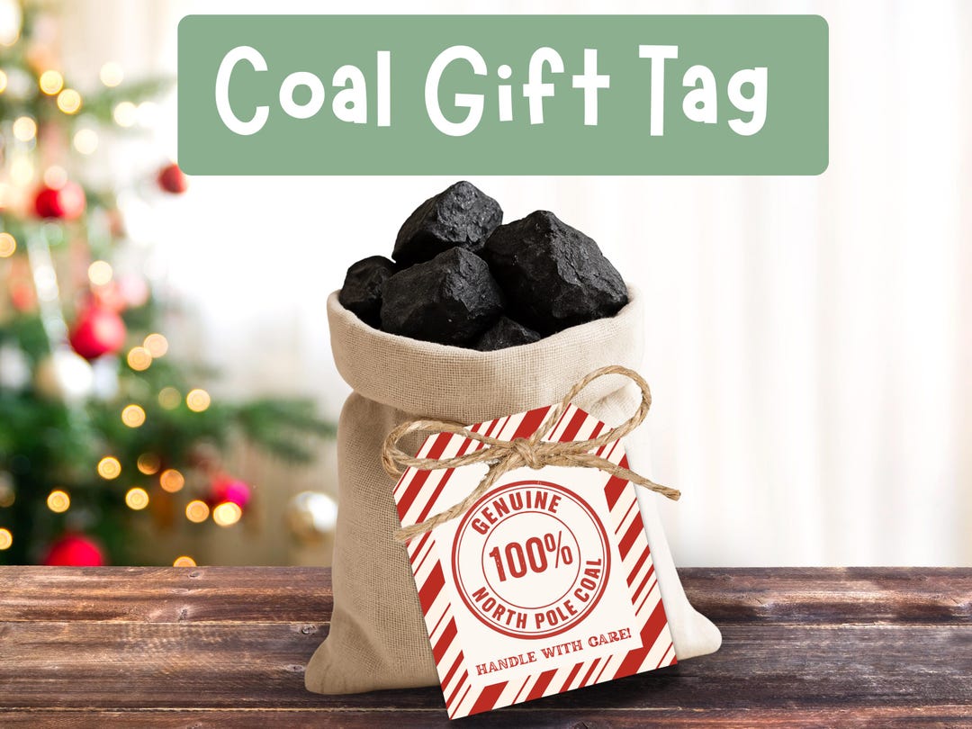Coal Gift Tag Printable, Lump of Coal Tag, Funny Christmas Gift Tag ...