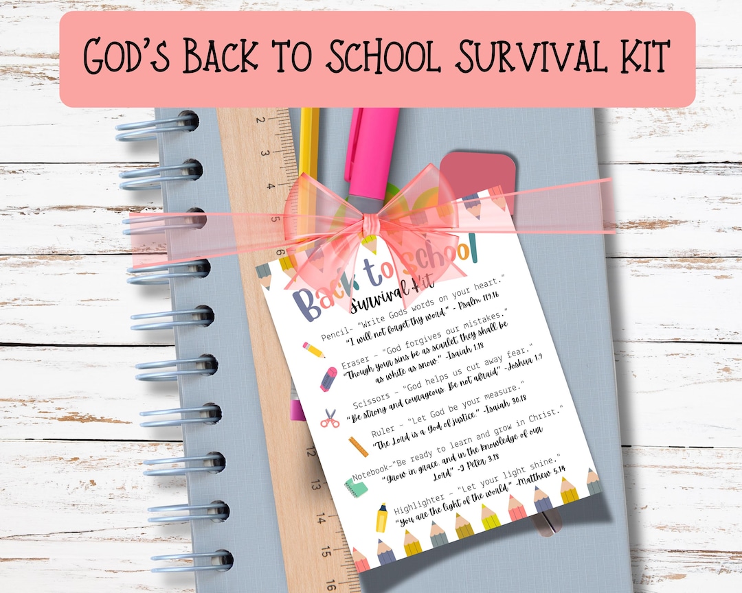Back to School Survival Kit Tags- God's Survival Kit; Student Survival ...