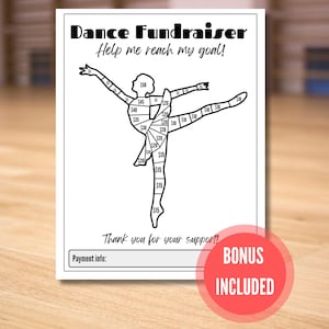 Dance Fundraiser with Bonus Tracker Sheet; Fill in the dancer PDF printable; not editable ready to print