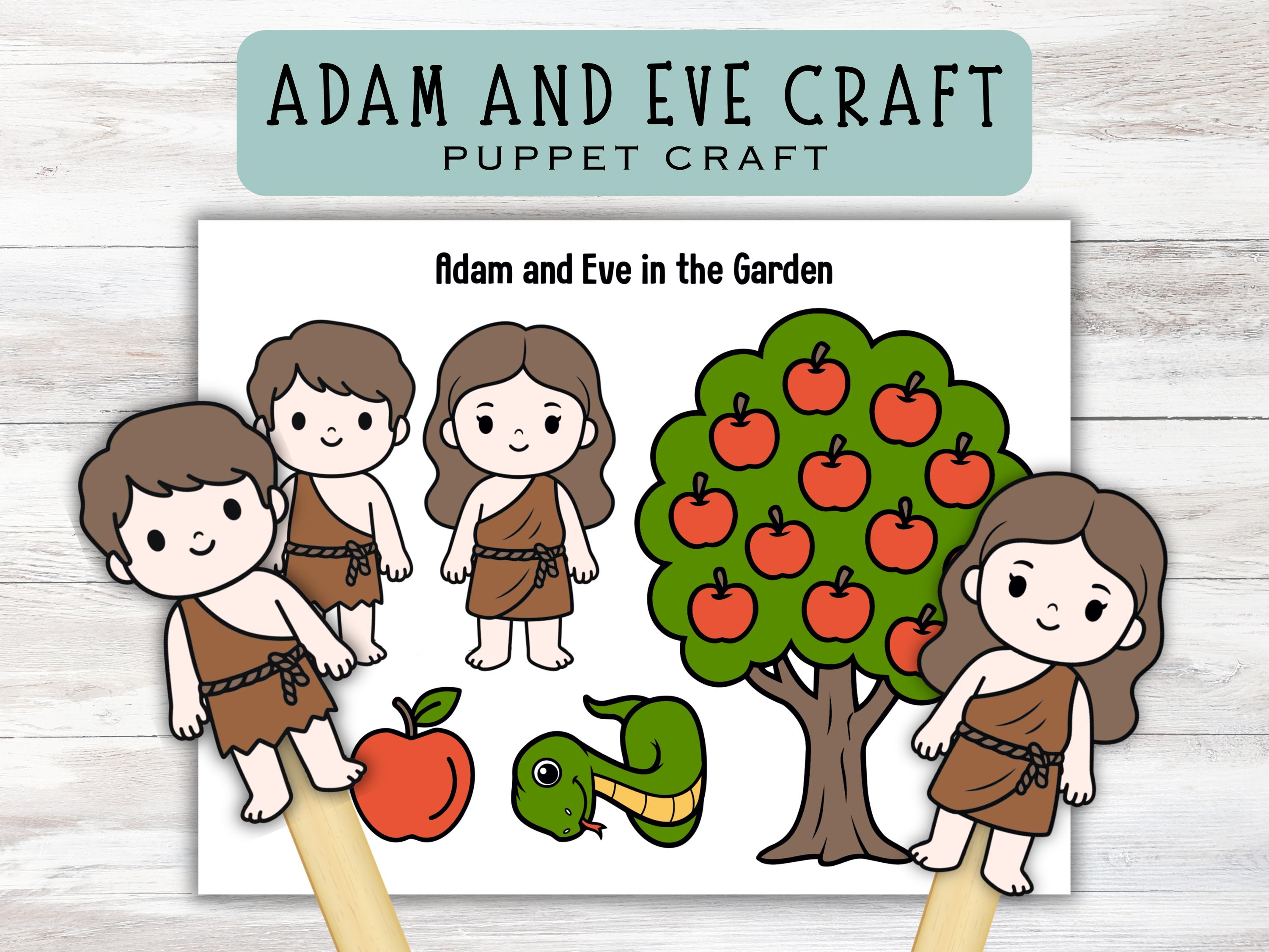 Adam and Eve Puppet Craft Printable, Sunday School Craft & Christian ...