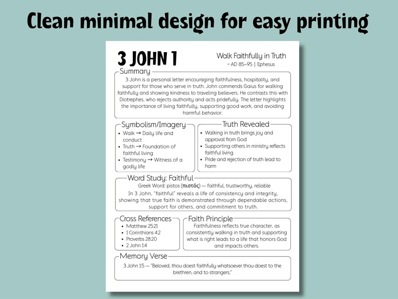 3 John Bible Study Guide, Printable Bible Study Template, Bible Study ...