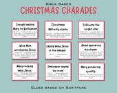 Bible Based Christmas Charades Printable Game | 27 Scripture Cards | Fun Family & Church Christmas Party Game | Instant Download