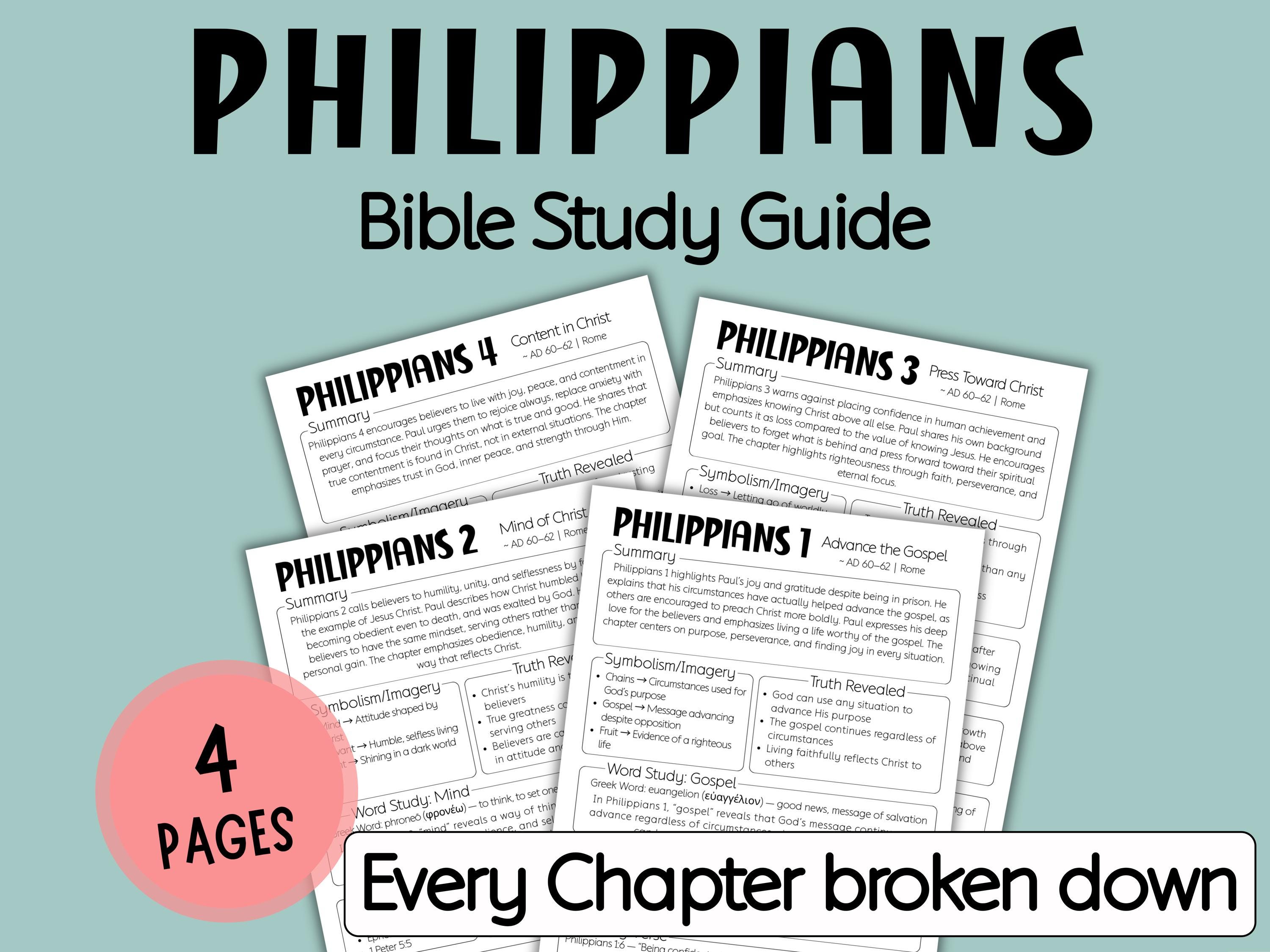 Philippians Bible Study Guide, Printable Bible Study Template, Bible ...