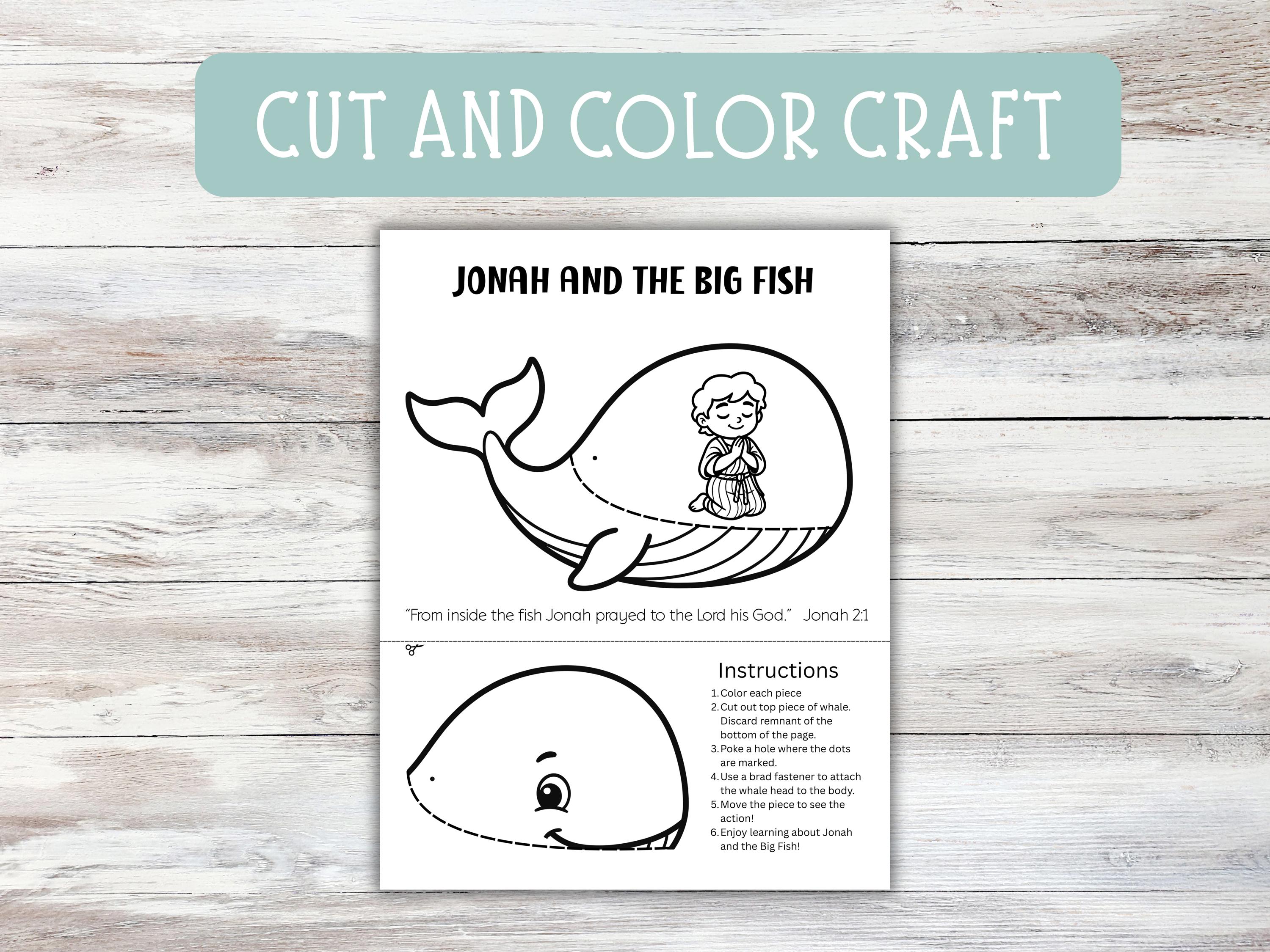Jonah and the Whale Craft, Bible Story Activity, Sunday School Craft ...