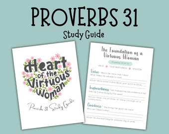 Bijbelstudie Spreuken 31, afdrukbare bijbelstudiegids, sjabloon vrouwenwerk devotional, dagboekpagina pdf-werkboek