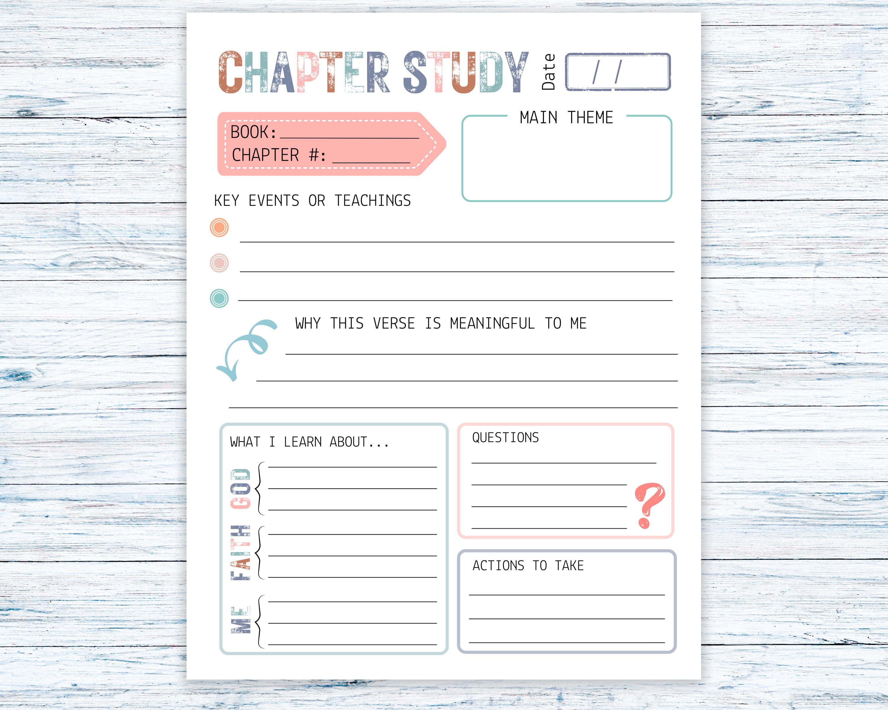 Bible Chapter Study Printable – Bible Study Guide & Template for Daily ...