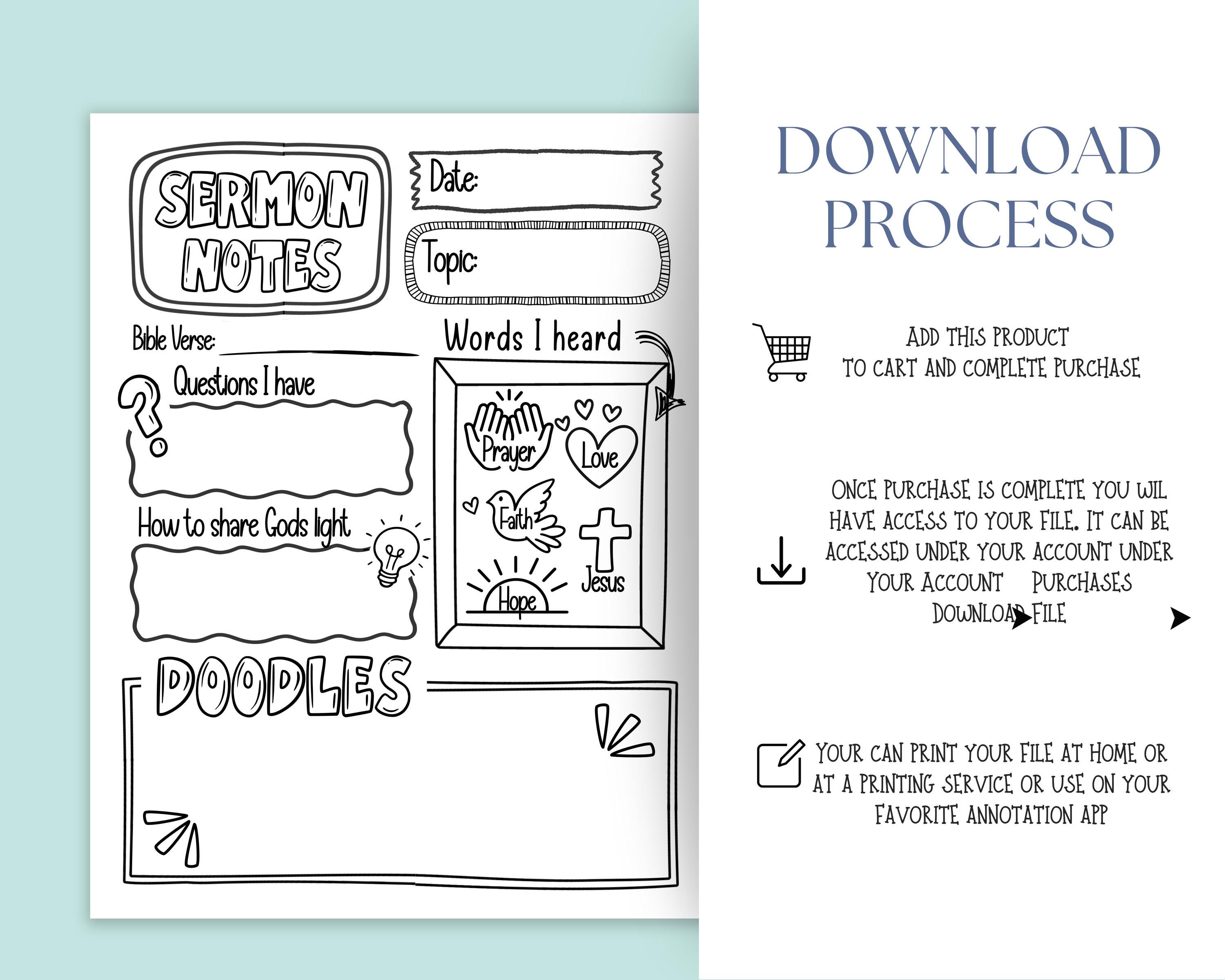 Sermon Notes Worksheet Printable for Kids - Bible Study Note Taking ...