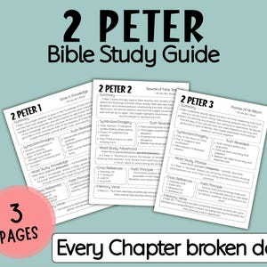2 Peter Bible Study Guide, Printable Bible Study Template, Bible study resource, Verse mapping bonus, bible study lessons for adults