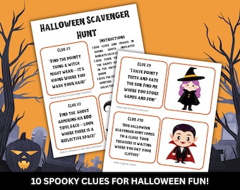 Halloween Scavenger Hunt Printable - Indoor Halloween scavenger hunt- Cute graphics print at home- DIY Halloween Scavenger Hunt Game Kit