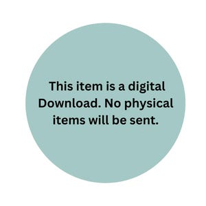 Puede incluir: Un c&iacute;rculo azul claro sobre un fondo blanco con el texto: "This item is a digital Download. No physical items will be sent."