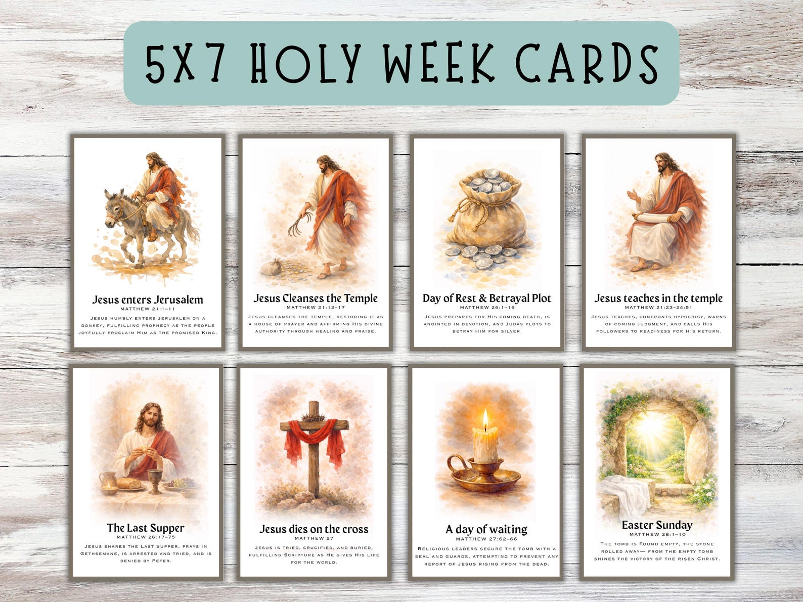 Holy Week Cards Printable, Holy Week Countdown, Easter Story Art Set ...