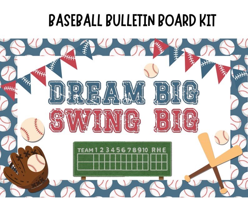 Baseball Bulletin Board Kit Printable, Classroom, School, Church ...