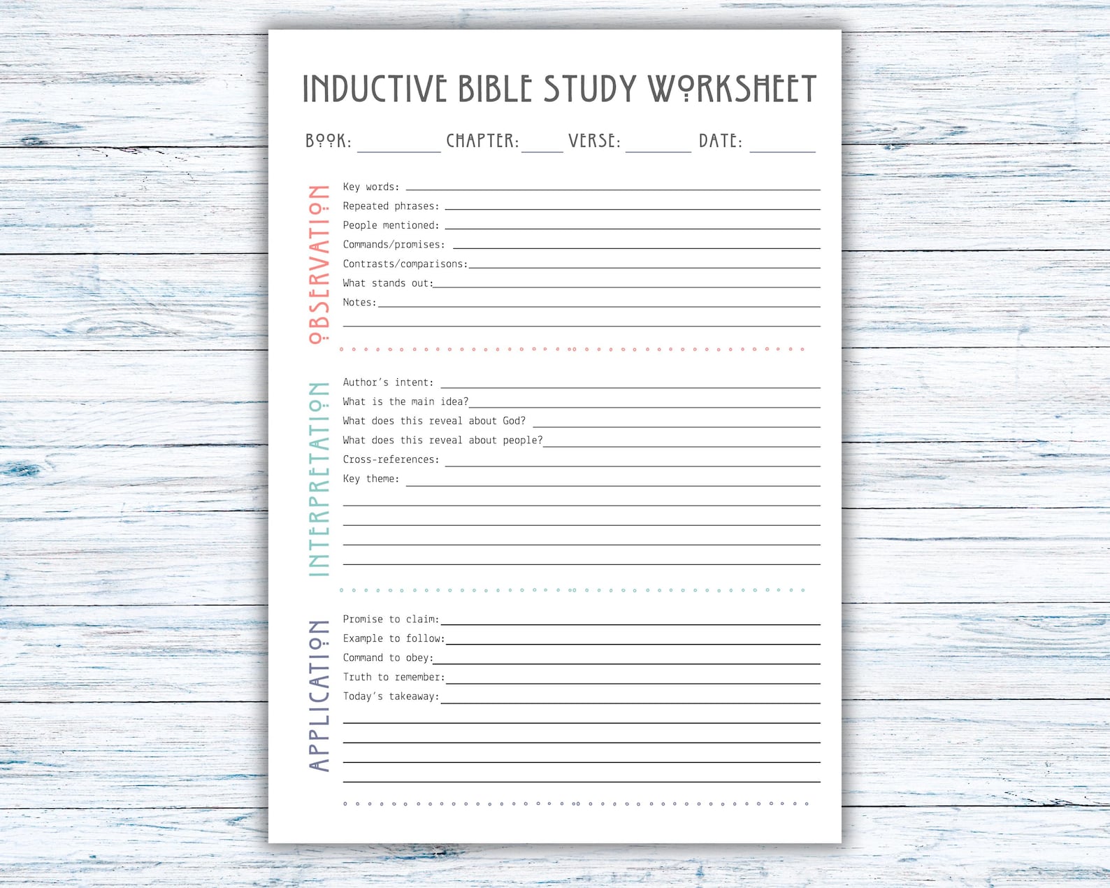 Inductive Bible Study Sheet, Printable Scripture Guide , Verse Mapping ...
