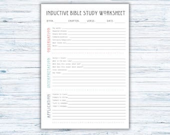 Inductive Bible Study Sheet, Printable Scripture Guide , Verse Mapping Template, Faith Journal Worksheet