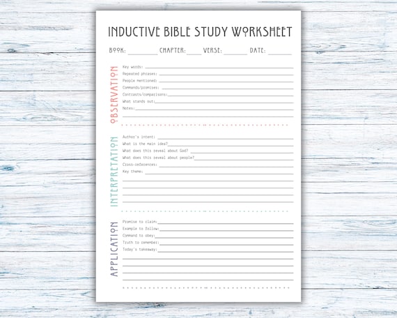 Inductive Bible Study Sheet, Printable Scripture Guide , Verse Mapping Template, Faith Journal Worksheet