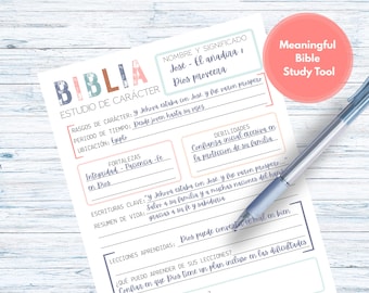 SPANISH Bible character study Guide digital printable download, Bible study resource, bible study notes, use with verse mapping