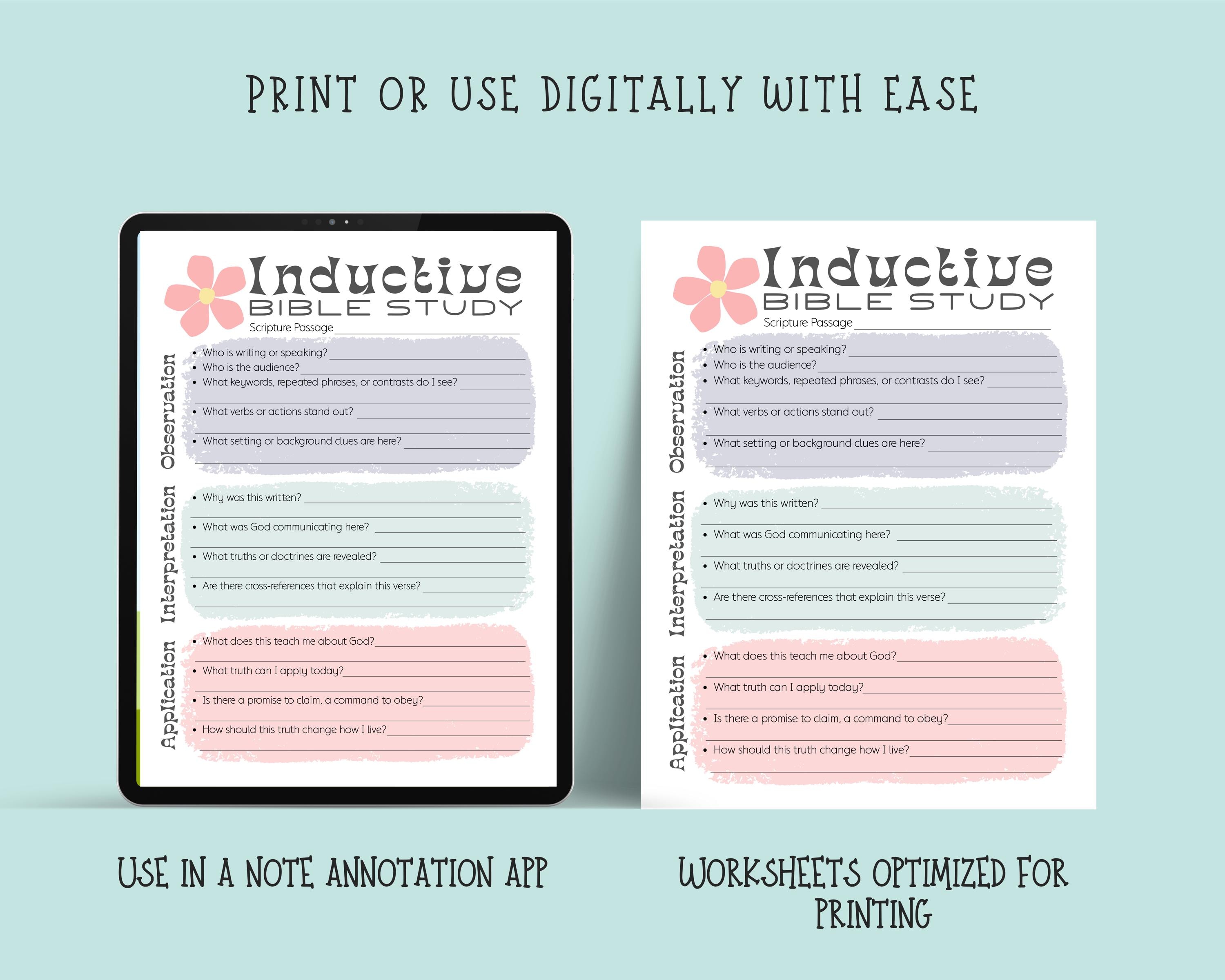 Inductive Bible Study Sheet, Printable Scripture Guide , Verse Mapping ...