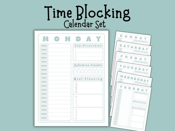 Time Blocking Daily Printable, Weekly Task Manager, simple Planner, Hourly Schedule Template, A4 A5 Letter Planner Insert PDF