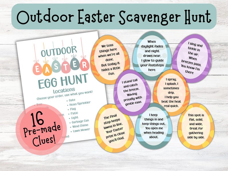 Outdoor Easter Scavenger Hunt for Teens & Adults, Premade Outdoor ...