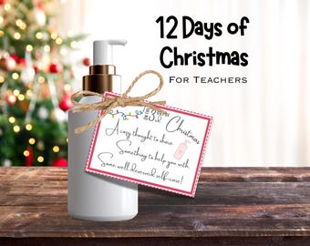 12 Days of Christmas for Teachers - Printable Gift Tags & Easy Teacher Gift Ideas – Digital Holiday Countdown, twelve days of Christmas