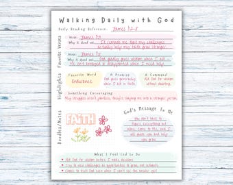 Bible Study Guide Printable, Teenage girl bible study Guide, Young Women & Christian Devotional Template, Creative Bible Notes Page