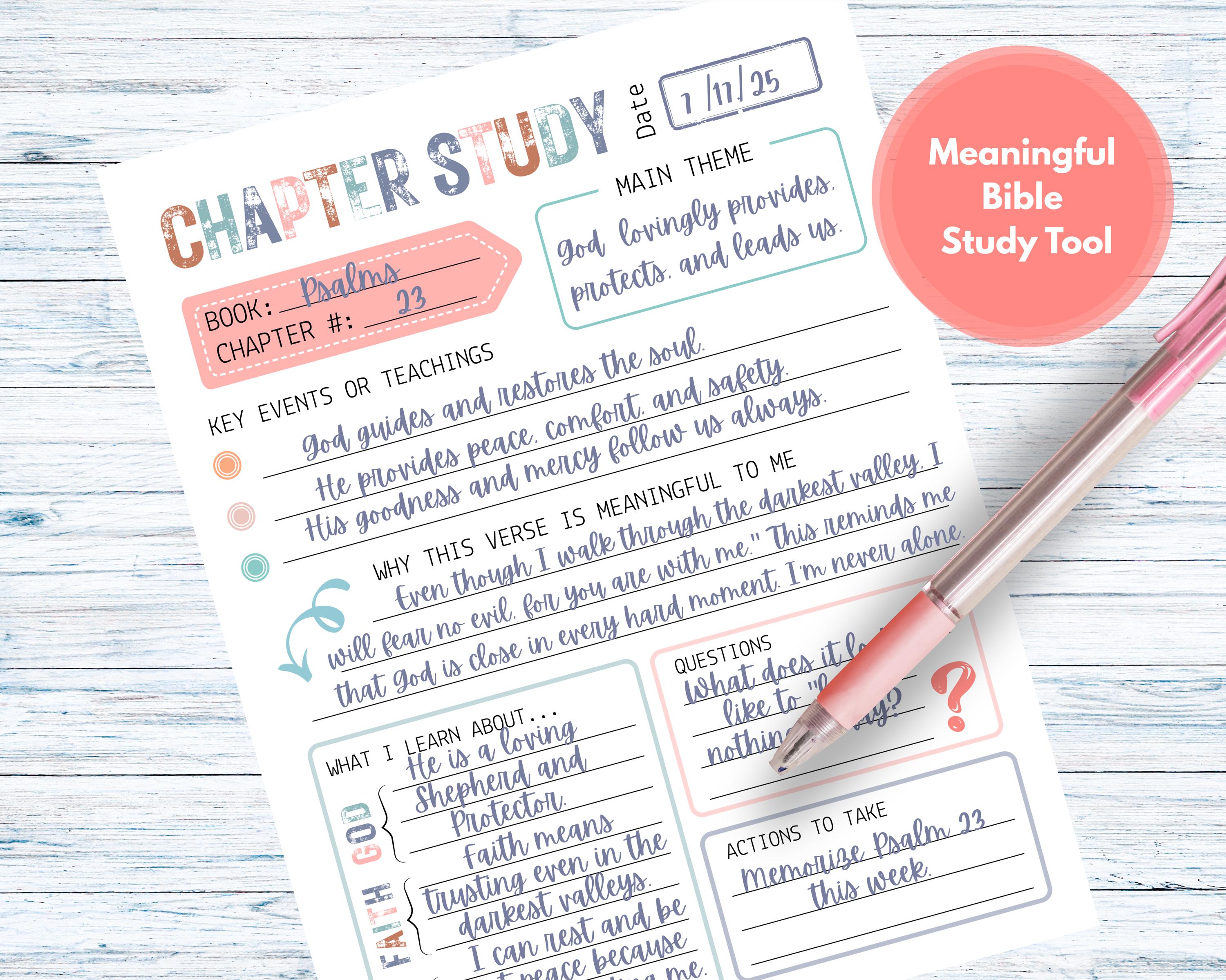 Bible Chapter Study Printable – Bible Study Guide & Template for Daily ...