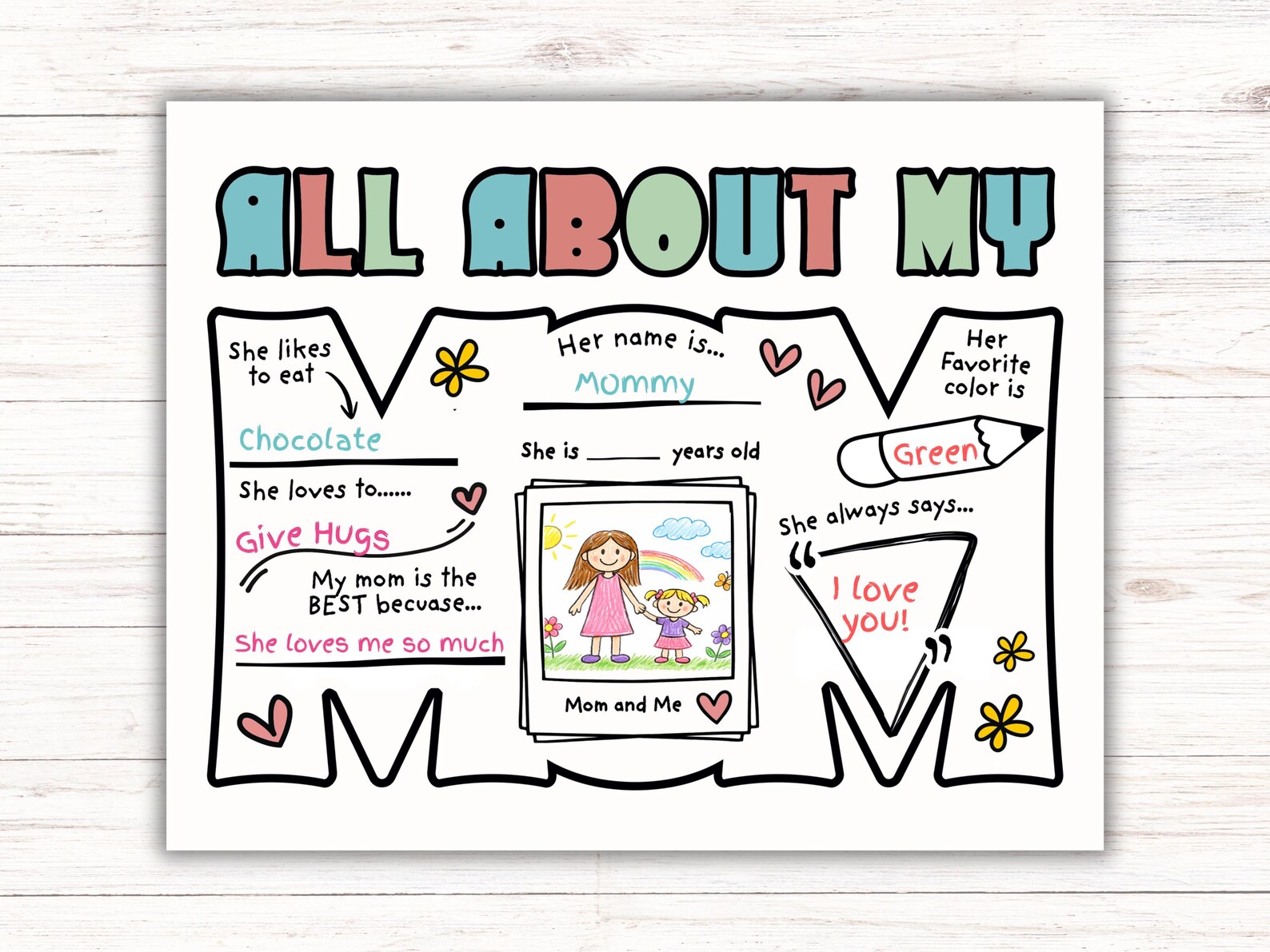 All About My Mom Printable Mothers Day Questionnaire Gift, DIY Mothers ...