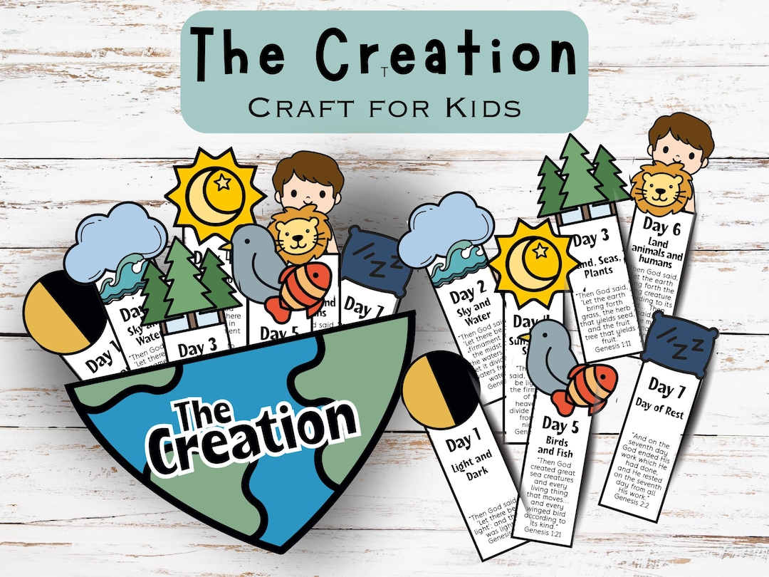 Days of Creation Craft, Sunday School Craft, Bible Coloring Pages, Kids ...