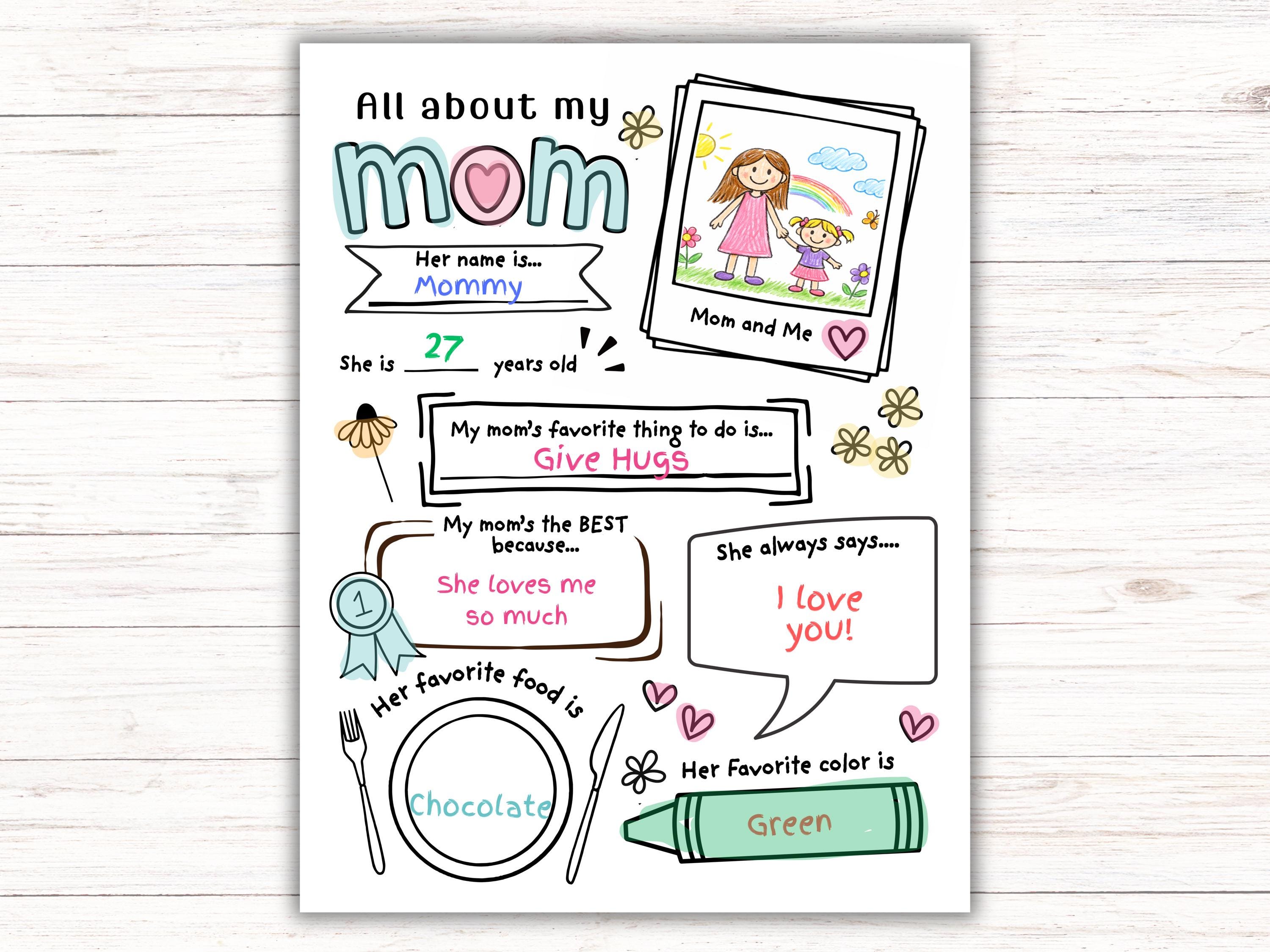 All About My Mom Printable Mothers Day Questionnaire Gift, DIY Mothers ...