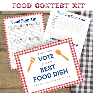 Chili Cook Off Competition Set - Sign Up Sheet, Score Cards, and More- Food Contest Supplies Bundle with Vote Sign and Table Tent Cards