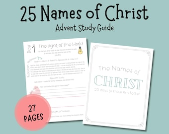 Bible Verse Advent Calendar Printable for teens and adults, 25 Names of Jesus Study Guide, Christian Christmas Countdown, Unique Advent Gift