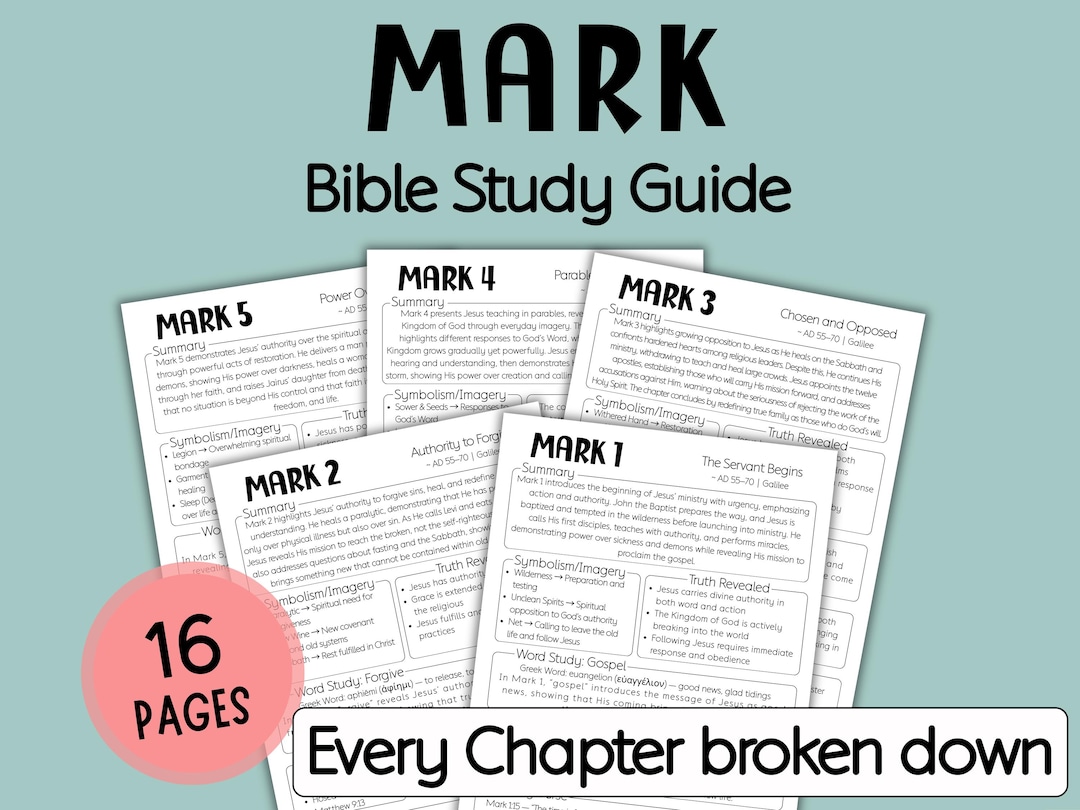 Mark Lesson Mark Bible Study Guide, Printable Bible Study Template, Bible Study ...