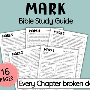 Mark Bible Study Guide, Printable Bible Study Template, Bible study resource, Verse mapping bonus, bible study lessons for adults
