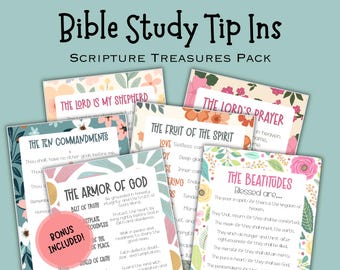 Bible Tip Ins Printable, Armor of God, beatitudes, The lords prayer, fruit of the spirit, Bible Study Guide, Verse Mapping, Bible Inserts