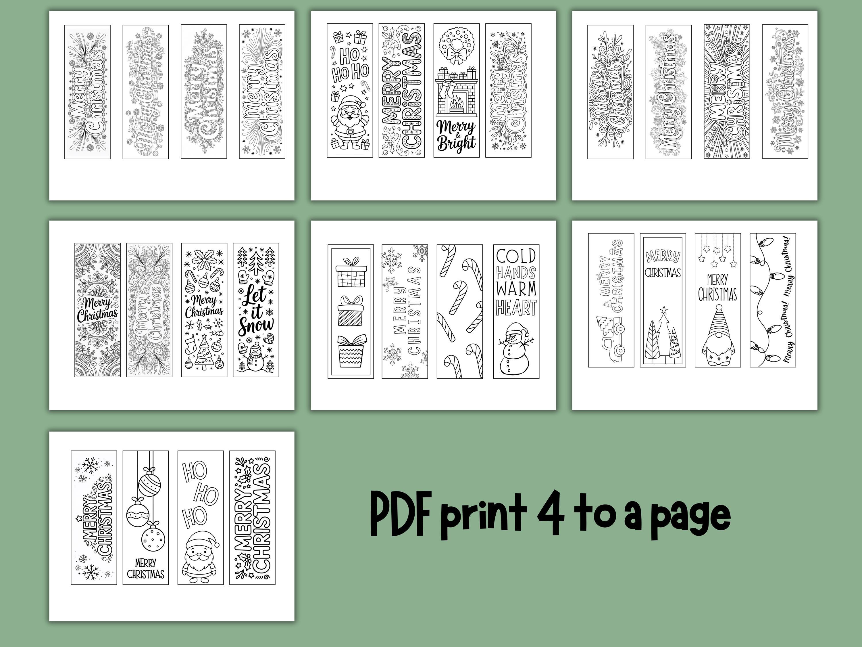 クリスマスぬりえブックマーク印刷可能、ホリデーブックマークぬりえ、DIYクリスマスストッキング詰め物、教室アクティビティ、クリスマスクラフトPDF -  Etsy 日本, image size:3000x2250