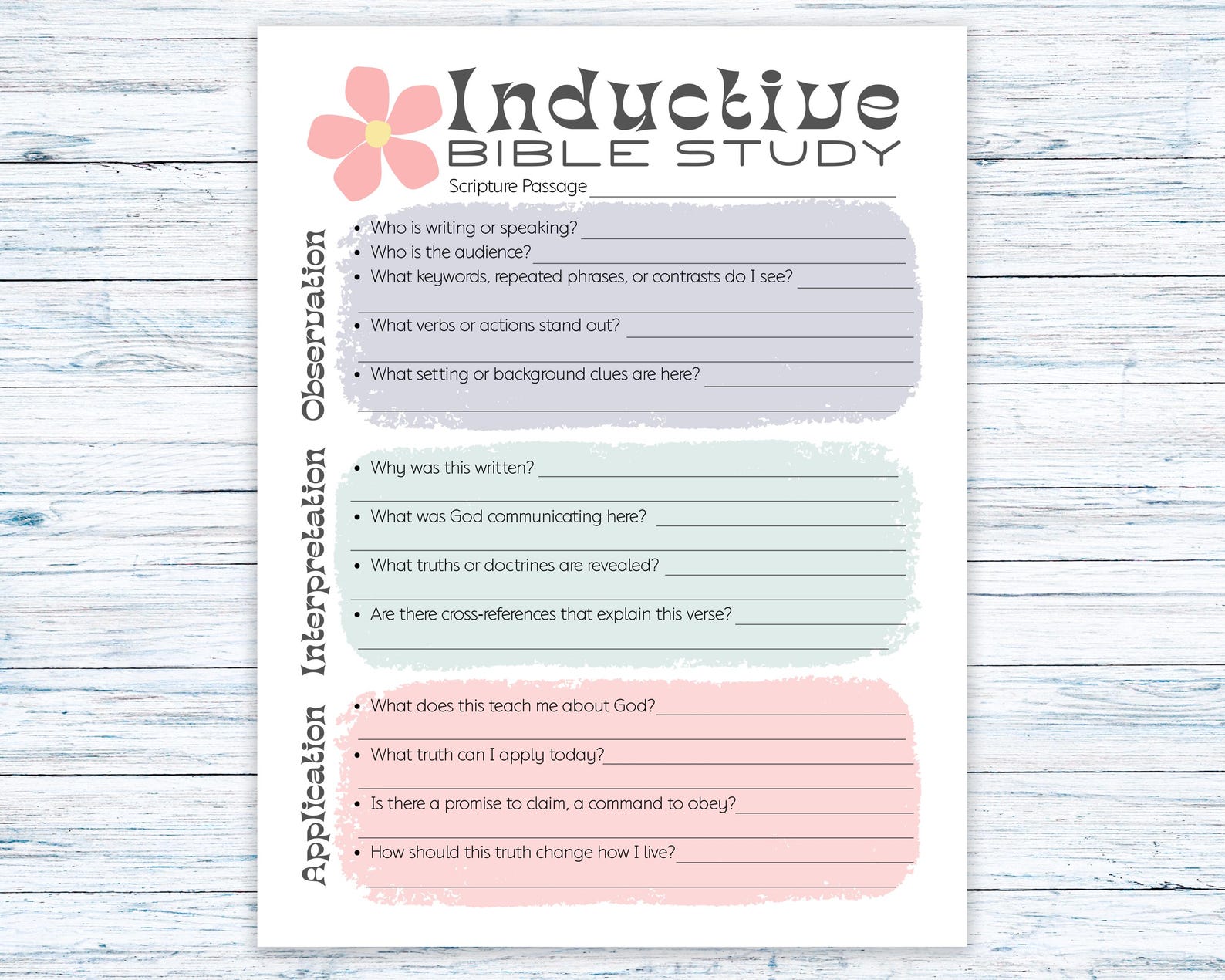 Inductive Bible Study Sheet, Printable Scripture Guide , Verse Mapping ...