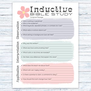 Inductive Bible Study Sheet, Printable Scripture Guide , Verse Mapping Template, Faith Journal Worksheet