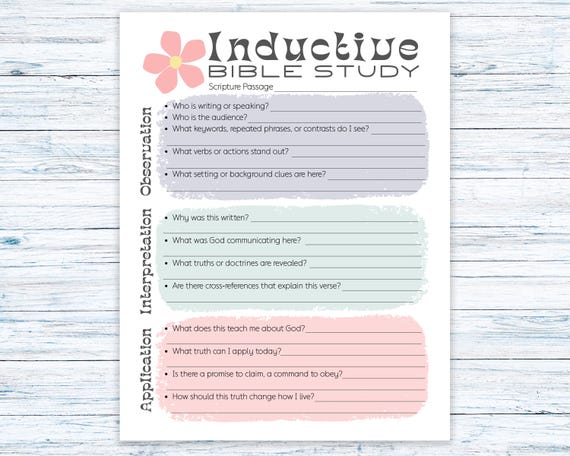 Inductive Bible Study Sheet, Printable Scripture Guide , Verse Mapping Template, Faith Journal Worksheet