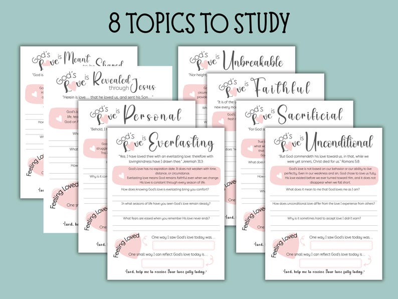Love of God Bible Study Guide Printable; Christian Devotional Worksheet ...