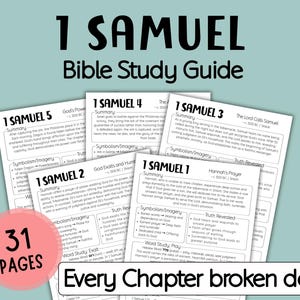 1 Samuelsboken Bibelstudieguide, utskrivbar bibelstudiemall, bibelstudieresurs, versmappningsbonus, bibelstudielektioner för vuxna