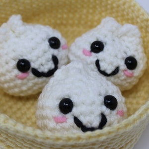 Bao Dumpling Amigurumi Crochet Plushie Pattern with Basket - Beginner Friendly PDF
