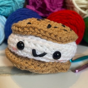 Ice Cream Sandwich Crochet Amigurumi Plushie Pattern - Beginner Friendly PDF Download