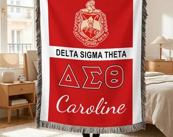Manta tejida personalizada de la hermandad DST, manta decorativa personalizada con nombre 1913, regalo para las hermanas.