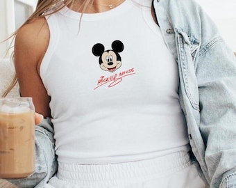 Mickey And Friends Crop Tank Top, Mickey Minnie Goofy Pluto Donald Daisy Crop Tank Top, Gift For Disney Lover