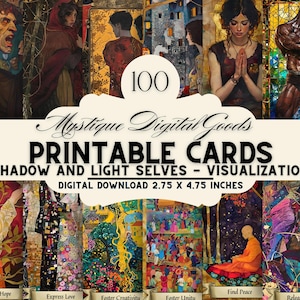 Medieval Shadow & Light Self Visualization Cards - Personal Growth Deck, Self Development, Printable Digital Cards, 2.75 X 4.75 inches