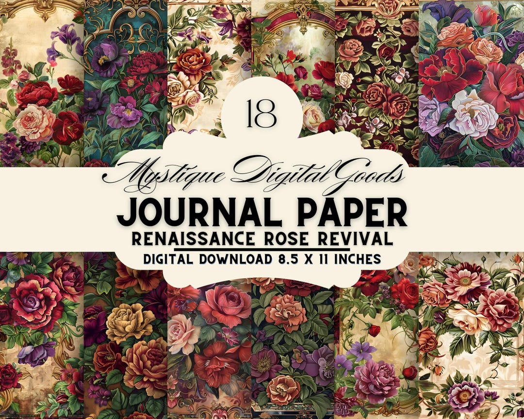 Digital Paper, Renaissance Rose Revival, Scrapbook, Romantic, Flowers ...