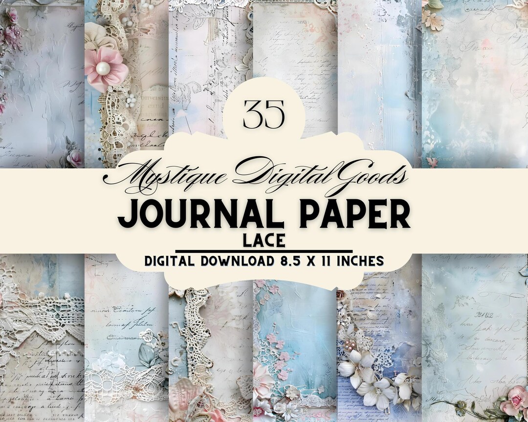 Journal Paper, Lace, Instant Download, Scrapbooking, 8.5 X 11 Inches ...