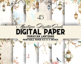 Digital Paper, Moroccan Lanterns - Journal Paper, Scrapbook, Cultural, Beautiful, Scrapbooking, Printable, 8.5"x11" (Not repeating patterns)