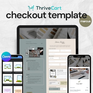 ThriveCart Checkout Vorlage | Natürlich Verkaufsseite | Coaching-Vorlage | Bearbeitbare Canvas-Elemente